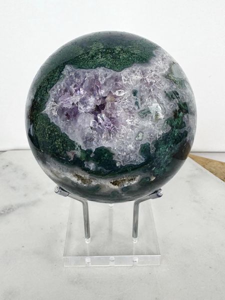 Amethyst Moss Agate Sphere