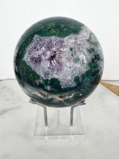 Amethyst Moss Agate Sphere