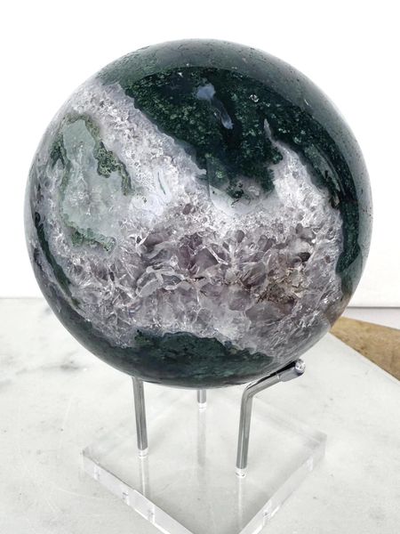 Amethyst Moss Agate Sphere
