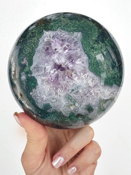Amethyst Moss Agate Sphere