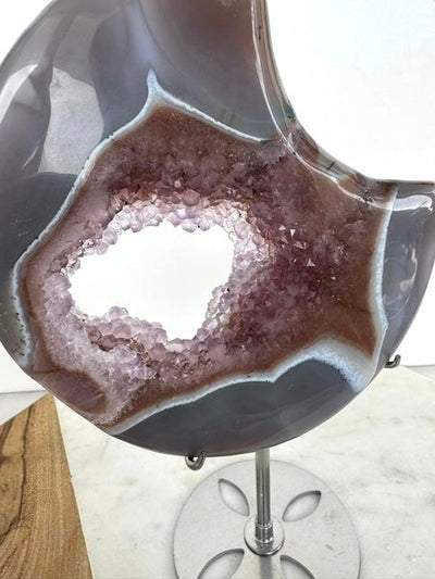 Agate Moon with Druzy