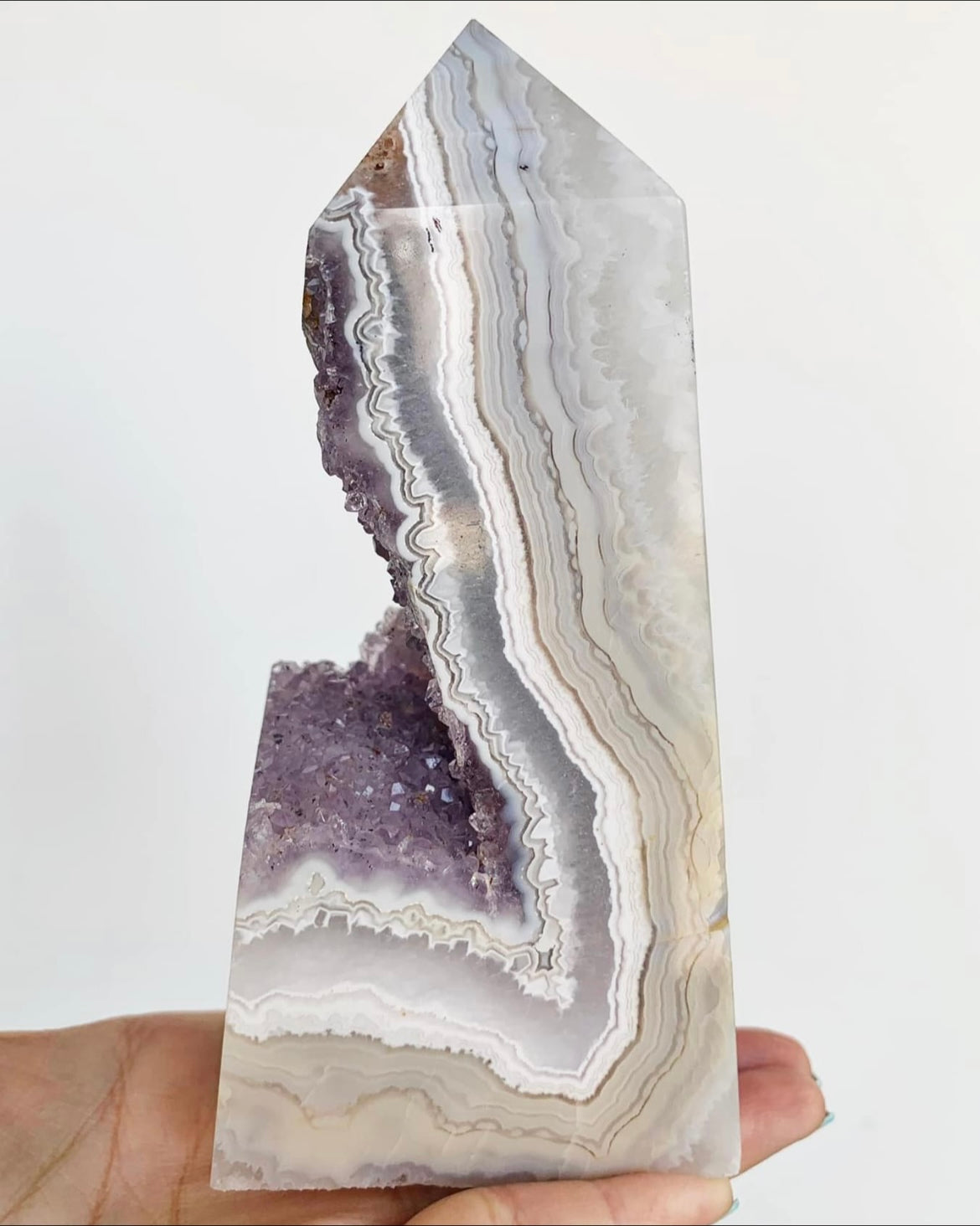 Agate Tower with Amethyst Druzy