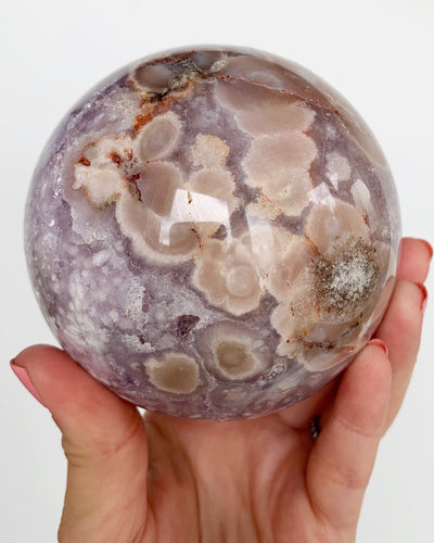 Amethyst Flower Agate Druzy Cave Sphere