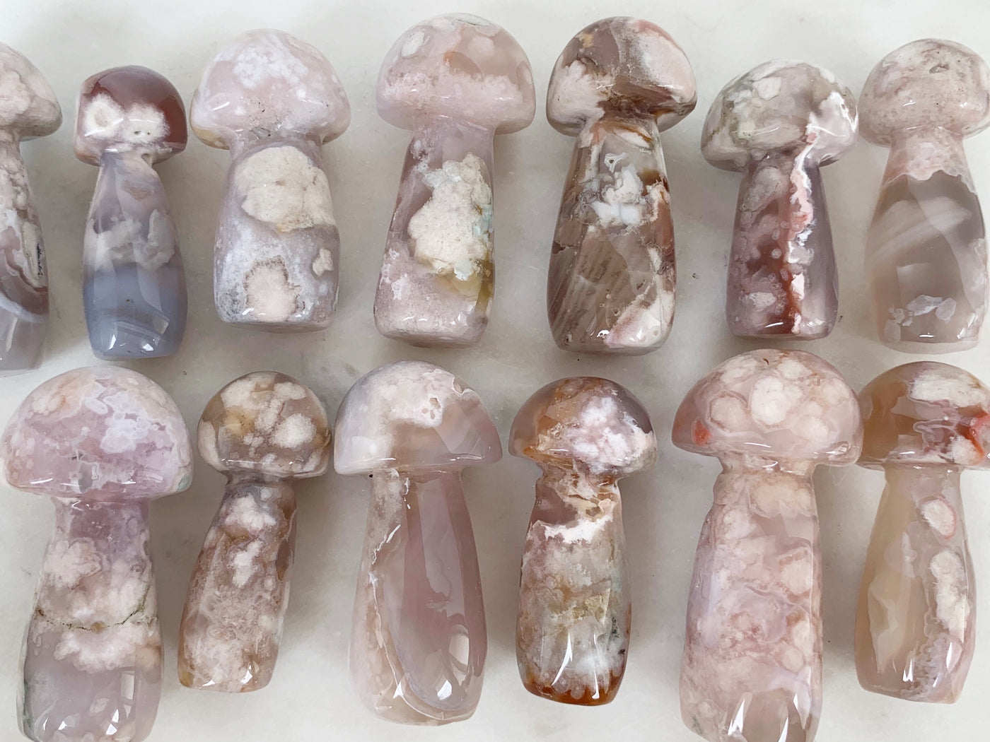 Flower Agate Mushrooms