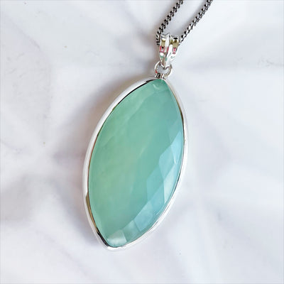 Aqua Chalcedony Faceted Pendant