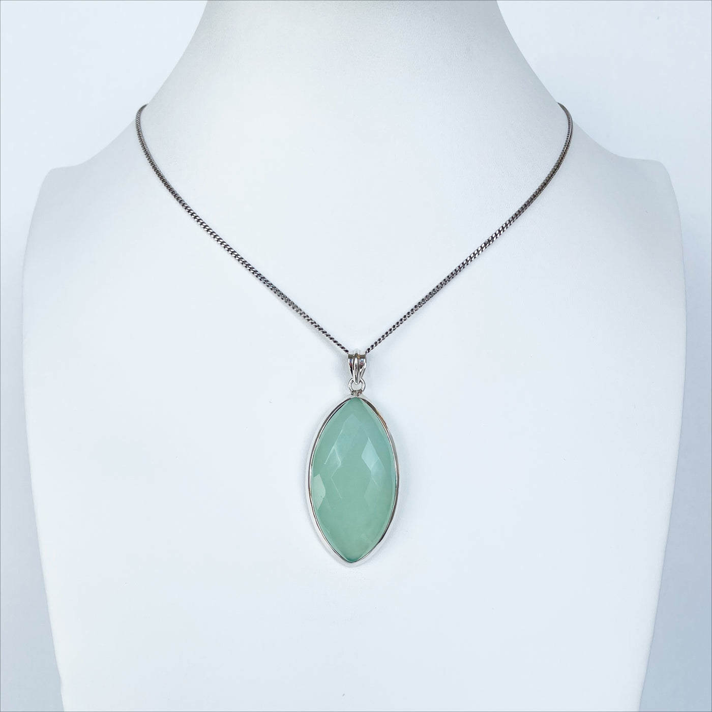 Aqua Chalcedony Faceted Pendant