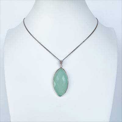 Aqua Chalcedony Faceted Pendant