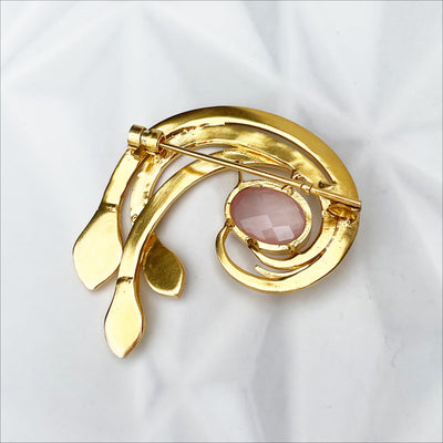 Vermeil Rose Quartz Snake Brooch