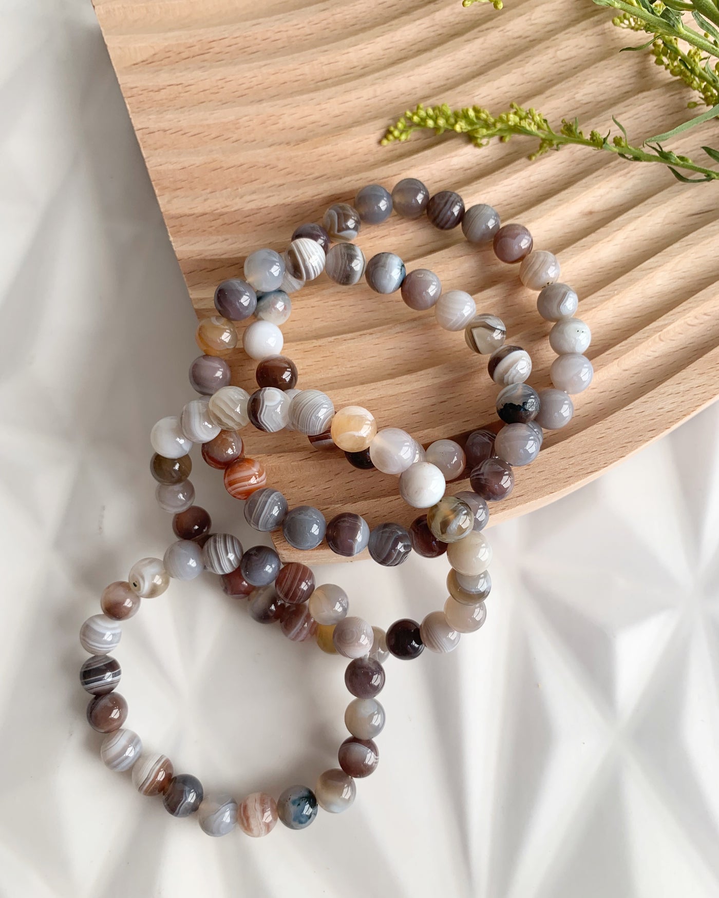 Banded Agate Bead Bracelet