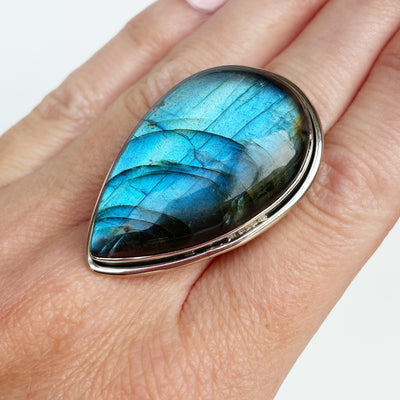 Pear Labradorite Adjustable Ring